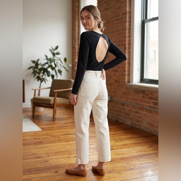 EVERLANE Off White High Rise Cropped Excellent Condition Size 2 - Picture 2 of 9